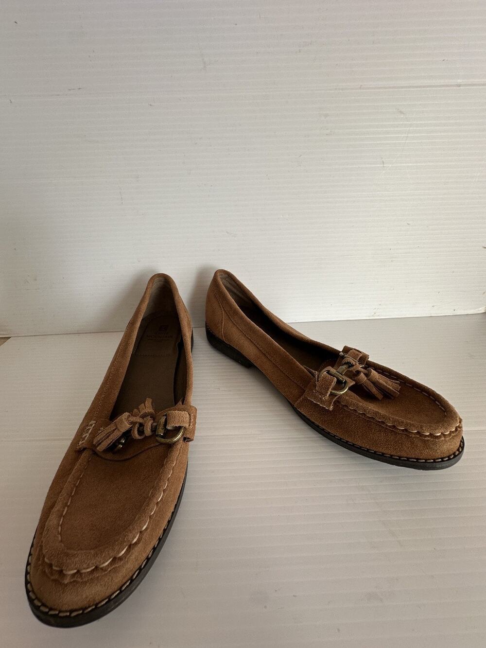 White Mountain Women’s Loafers Suede Brown Chestnut Slip-On Chunky Sole Size 10